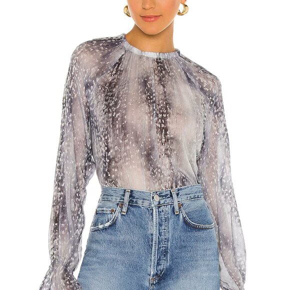 Bella Dahl Shirred High Neck Top XS Tie Dye Snow Fall - Picture 1 of 9